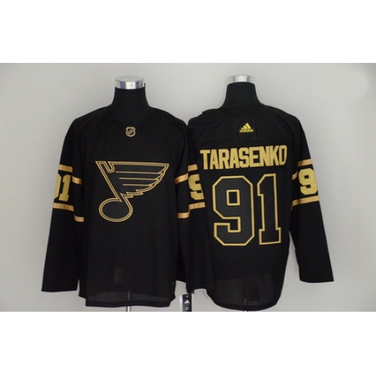 Blues 91 Vladimir Tarasenko Black Gold Adidas Jersey Blues 91 Vladimir Tarasenko Black Gold Adidas Jersey