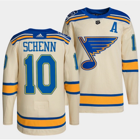 Men St Louis Blues 10 Brayden Schenn Cream 2022 Winter Classic Stitched jersey Men St Louis Blues 10 Brayden Schenn Cream 2022 Winter Classic Stitched jersey