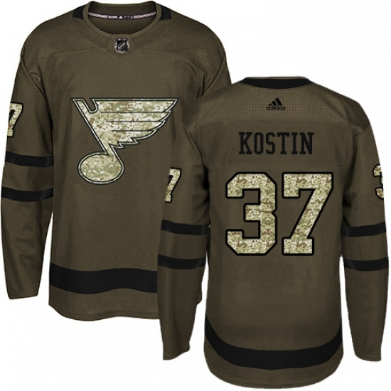 Mens Adidas St Louis Blues 37 Klim Kostin Premier Green Salute to Service NHL Jersey Mens Adidas St Louis Blues 37 Klim Kostin Premier Green Salute to Service NHL Jersey