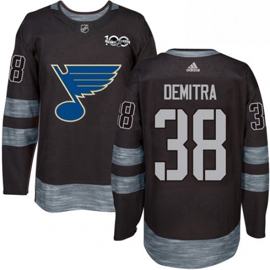 Mens Adidas St Louis Blues 38 Pavol Demitra Authentic Black 1917 2017 100th Anniversary NHL Jersey 