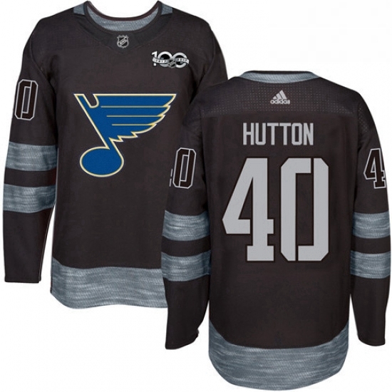 Mens Adidas St Louis Blues 40 Carter Hutton Authentic Black 1917 2017 100th Anniversary NHL Jersey Mens Adidas St Louis Blues 40 Carter Hutton Authentic Black 1917 2017 100th Anniversary NHL Jersey