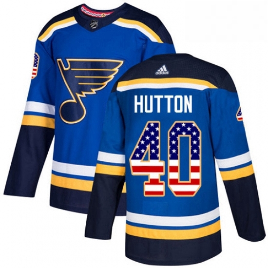 Mens Adidas St Louis Blues 40 Carter Hutton Authentic Blue USA Flag Fashion NHL Jersey Mens Adidas St Louis Blues 40 Carter Hutton Authentic Blue USA Flag Fashion NHL Jersey