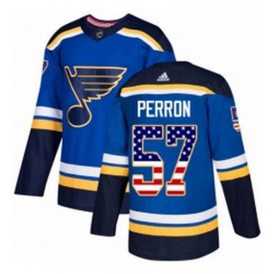 Mens Adidas St Louis Blues 57 David Perron Authentic Blue USA Flag Fashion NHL Jersey Mens Adidas St Louis Blues 57 David Perron Authentic Blue USA Flag Fashion NHL Jersey