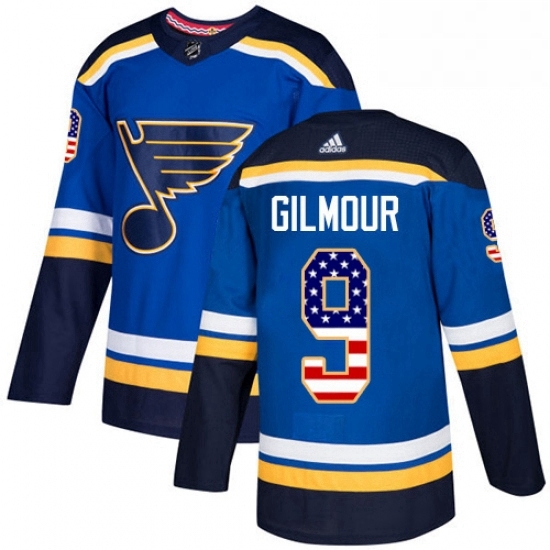 Mens Adidas St Louis Blues 9 Doug Gilmour Authentic Blue USA Flag Fashion NHL Jersey Mens Adidas St Louis Blues 9 Doug Gilmour Authentic Blue USA Flag Fashion NHL Jersey