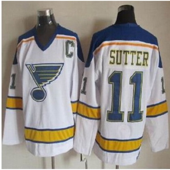 St Louis Blues #11 Brian Sutter White Yellow CCM Throwback Stitched NHL Jersey St Louis Blues #11 Brian Sutter White Yellow CCM Throwback Stitched NHL Jersey