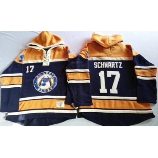 St. Louis Blues 17 Jaden Schwartz Navy Blue Gold Sawyer Hooded Sweatshirt Stitched Jersey St. Louis Blues 17 Jaden Schwartz Navy Blue Gold Sawyer Hooded Sweatshirt Stitched Jersey