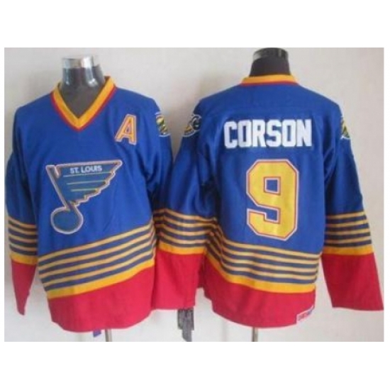 St. Louis Blues #9 Shayne Corson Light Blue Red CCM Throwback Stitched NHL Jersey St. Louis Blues #9 Shayne Corson Light Blue Red CCM Throwback Stitched NHL Jersey