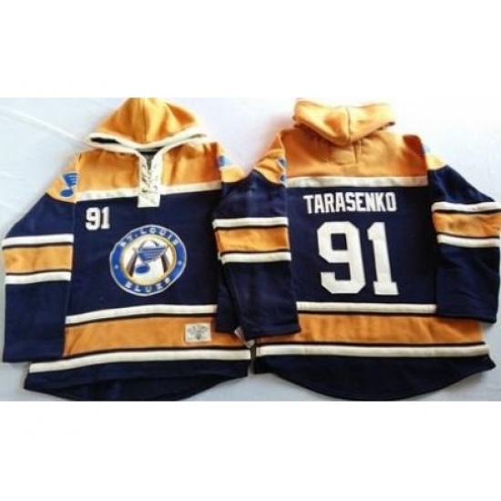 St. Louis Blues 91 Vladimir Tarasenko Navy Blue Gold Sawyer Hooded Sweatshirt Stitched Jersey St. Louis Blues 91 Vladimir Tarasenko Navy Blue Gold Sawyer Hooded Sweatshirt Stitched Jersey