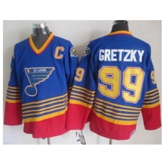 St. Louis Blues #99 Wayne Gretzky Light Blue Red CCM Throwback Stitched NHL Jersey St. Louis Blues #99 Wayne Gretzky Light Blue Red CCM Throwback Stitched NHL Jersey