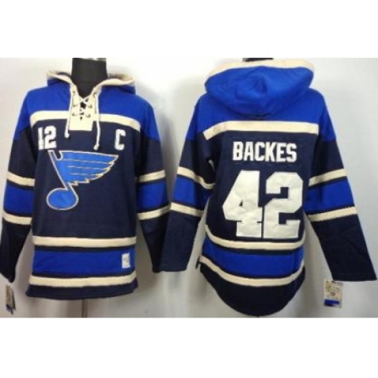 St.Louis Blues 42 David Backes Blue Lace-Up NHL Hoodie St.Louis Blues 42 David Backes Blue Lace-Up NHL Hoodie