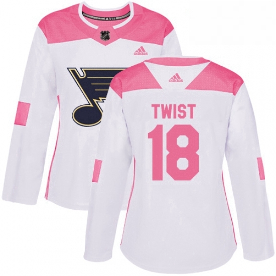 Womens Adidas St Louis Blues 18 Tony Twist Authentic WhitePink Fashion NHL Jersey Womens Adidas St Louis Blues 18 Tony Twist Authentic WhitePink Fashion NHL Jersey