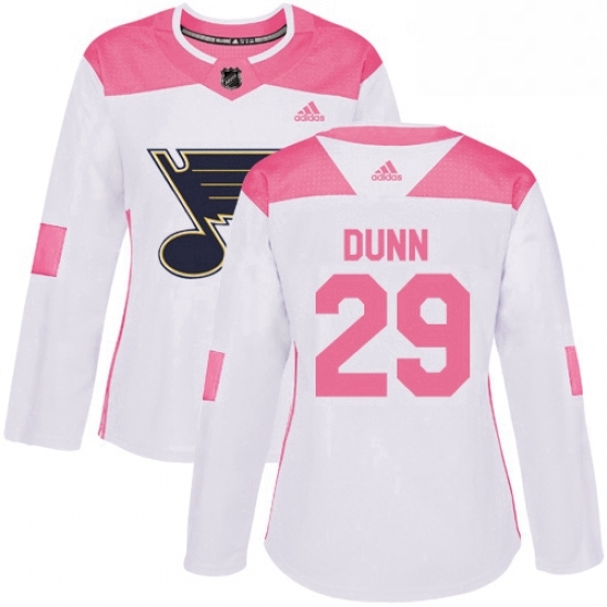 Womens Adidas St Louis Blues 29 Vince Dunn Authentic WhitePink Fashion NHL Jersey Womens Adidas St Louis Blues 29 Vince Dunn Authentic WhitePink Fashion NHL Jersey