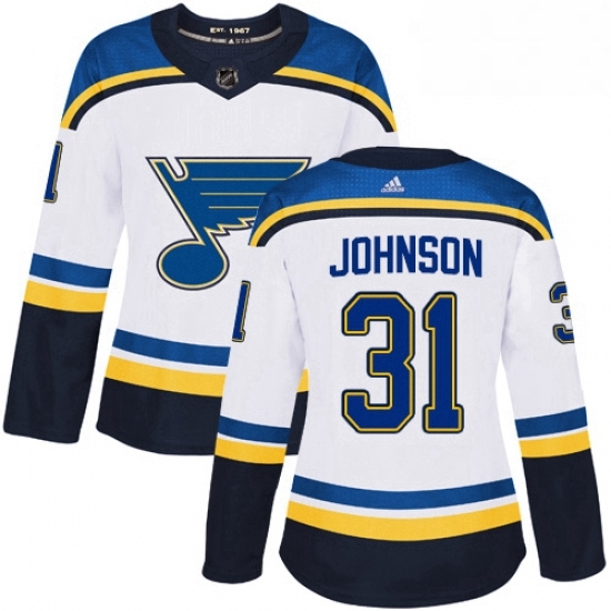 Womens Adidas St Louis Blues 31 Chad Johnson Authentic White Away NHL Jersey Womens Adidas St Louis Blues 31 Chad Johnson Authentic White Away NHL Jersey