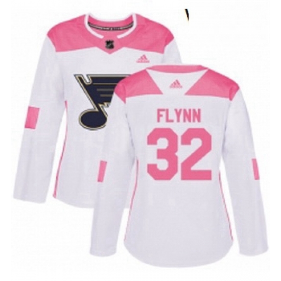 Womens Adidas St Louis Blues 32 Brian Flynn Authentic White Pink Fashion NHL Jersey Womens Adidas St Louis Blues 32 Brian Flynn Authentic White Pink Fashion NHL Jersey
