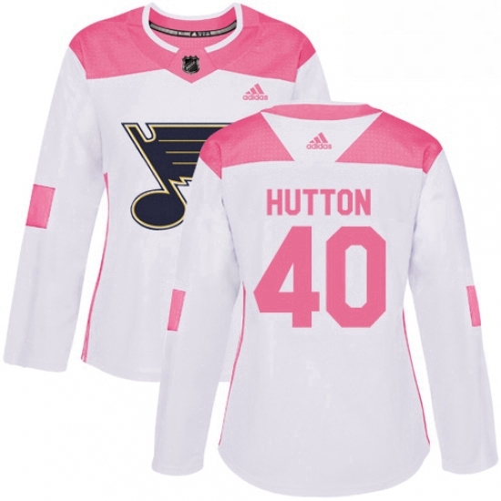 Womens Adidas St Louis Blues 40 Carter Hutton Authentic WhitePink Fashion NHL Jersey Womens Adidas St Louis Blues 40 Carter Hutton Authentic WhitePink Fashion NHL Jersey