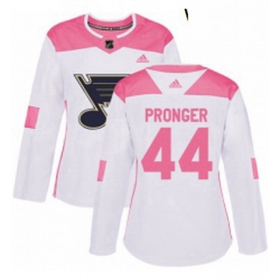 Womens Adidas St Louis Blues 44 Chris Pronger Authentic WhitePink Fashion NHL Jersey Womens Adidas St Louis Blues 44 Chris Pronger Authentic WhitePink Fashion NHL Jersey