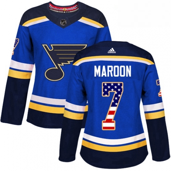 Womens Adidas St Louis Blues 7 Patrick Maroon Authentic Blue USA Flag Fashion NHL Jersey Womens Adidas St Louis Blues 7 Patrick Maroon Authentic Blue USA Flag Fashion NHL Jersey