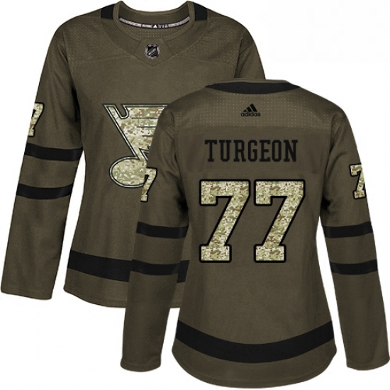 Womens Adidas St Louis Blues 77 Pierre Turgeon Authentic Green Salute to Service NHL Jersey Womens Adidas St Louis Blues 77 Pierre Turgeon Authentic Green Salute to Service NHL Jersey