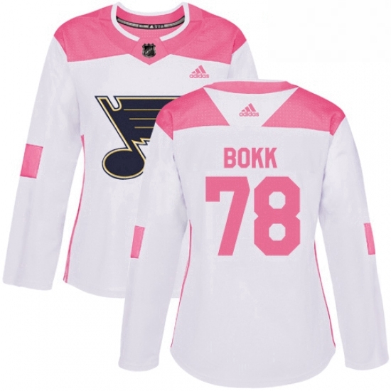 Womens Adidas St Louis Blues 78 Dominik Bokk Authentic White Pink Fashion NHL Jersey Womens Adidas St Louis Blues 78 Dominik Bokk Authentic White Pink Fashion NHL Jersey