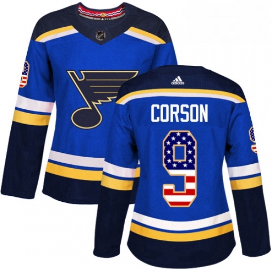 Womens Adidas St Louis Blues 9 Shayne Corson Authentic Blue USA Flag Fashion NHL Jersey Womens Adidas St Louis Blues 9 Shayne Corson Authentic Blue USA Flag Fashion NHL Jersey