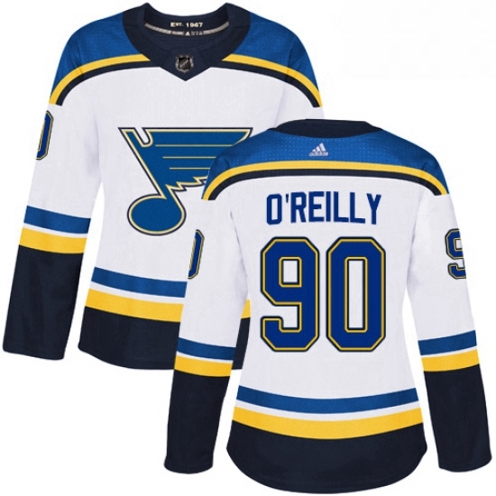 Womens Adidas St Louis Blues 90 Ryan OReilly Authentic White Away NHL Jerse Womens Adidas St Louis Blues 90 Ryan OReilly Authentic White Away NHL Jerse