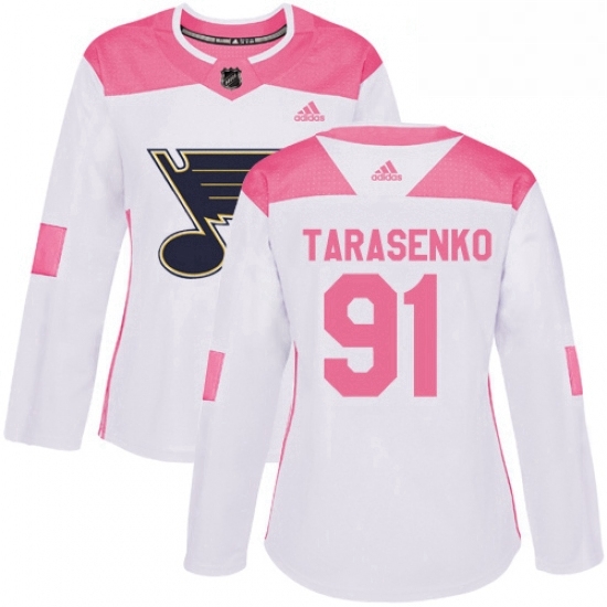 Womens Adidas St Louis Blues 91 Vladimir Tarasenko Authentic WhitePink Fashion NHL Jersey Womens Adidas St Louis Blues 91 Vladimir Tarasenko Authentic WhitePink Fashion NHL Jersey