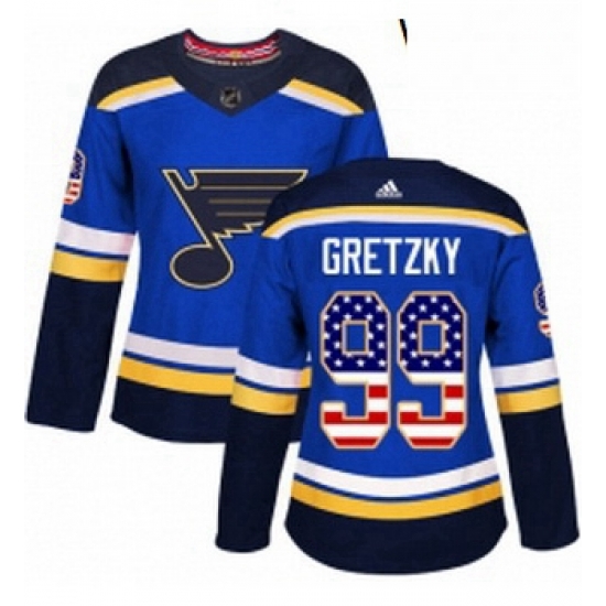 Womens Adidas St Louis Blues 99 Wayne Gretzky Authentic Blue USA Flag Fashion NHL Jersey Womens Adidas St Louis Blues 99 Wayne Gretzky Authentic Blue USA Flag Fashion NHL Jersey