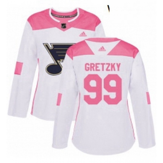 Womens Adidas St Louis Blues 99 Wayne Gretzky Authentic WhitePink Fashion NHL Jersey Womens Adidas St Louis Blues 99 Wayne Gretzky Authentic WhitePink Fashion NHL Jersey