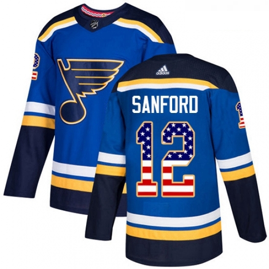 Youth Adidas St Louis Blues 12 Zach Sanford Authentic Blue USA Flag Fashion NHL Jersey Youth Adidas St Louis Blues 12 Zach Sanford Authentic Blue USA Flag Fashion NHL Jersey