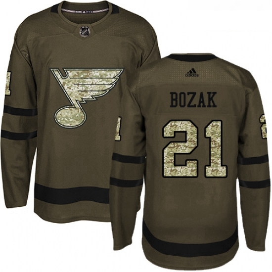 Youth Adidas St Louis Blues 21 Tyler Bozak Authentic Green Salute to Service NHL Jersey Youth Adidas St Louis Blues 21 Tyler Bozak Authentic Green Salute to Service NHL Jersey