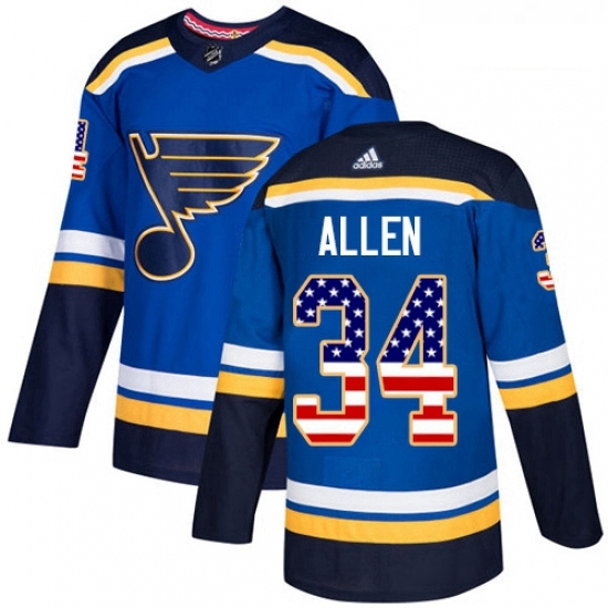 Youth Adidas St Louis Blues 34 Jake Allen Authentic Blue USA Flag Fashion NHL Jersey Youth Adidas St Louis Blues 34 Jake Allen Authentic Blue USA Flag Fashion NHL Jersey