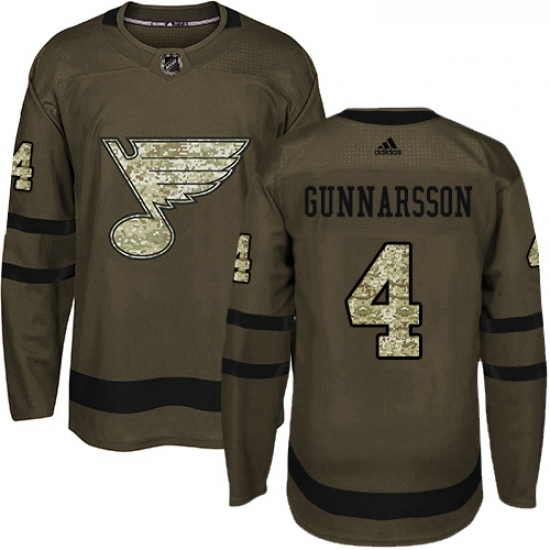 Youth Adidas St Louis Blues 4 Carl Gunnarsson Premier Green Salute to Service NHL Jersey Youth Adidas St Louis Blues 4 Carl Gunnarsson Premier Green Salute to Service NHL Jersey