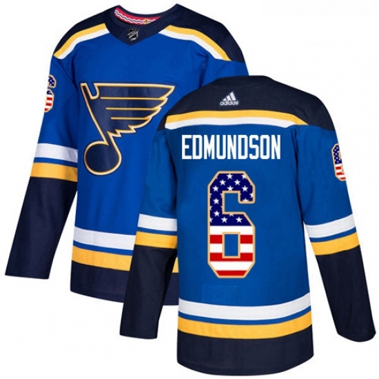Youth Adidas St Louis Blues 6 Joel Edmundson Authentic Blue USA Flag Fashion NHL Jersey Youth Adidas St Louis Blues 6 Joel Edmundson Authentic Blue USA Flag Fashion NHL Jersey