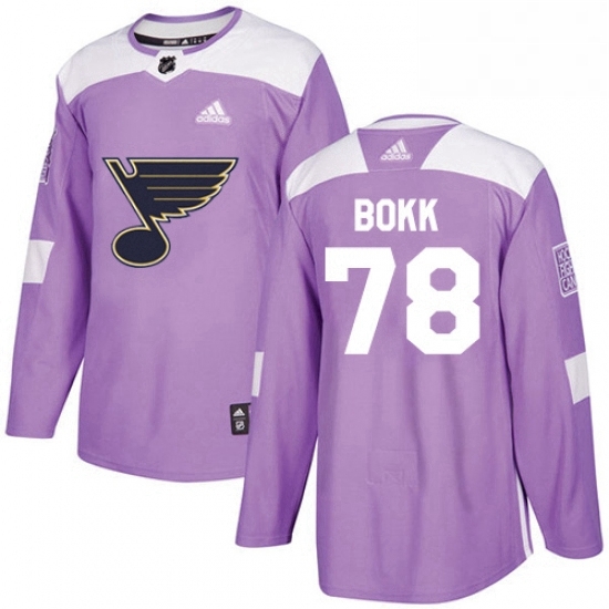 Youth Adidas St Louis Blues 78 Dominik Bokk Authentic Purple Fights Cancer Practice NHL Jersey Youth Adidas St Louis Blues 78 Dominik Bokk Authentic Purple Fights Cancer Practice NHL Jersey