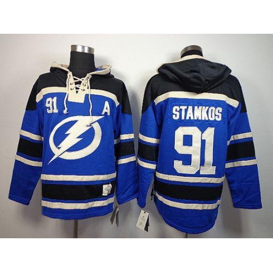 Lightning #91 Steven Stamkos Blue Sawyer Hooded Sweatshirt Stitched NHL Jersey Lightning #91 Steven Stamkos Blue Sawyer Hooded Sweatshirt Stitched NHL Jersey