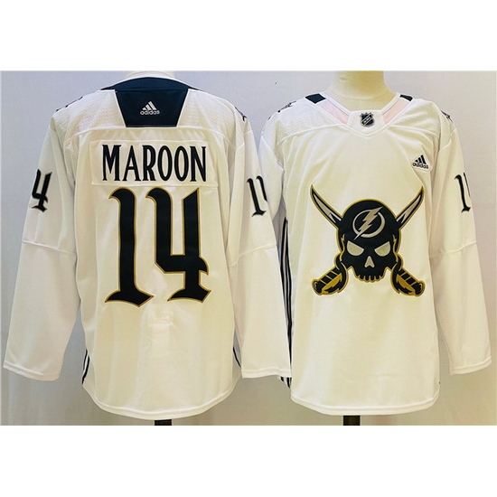 Men Tampa Bay Lightning 14 Pat Maroon White Stitched Jersey Men Tampa Bay Lightning 14 Pat Maroon White Stitched Jersey