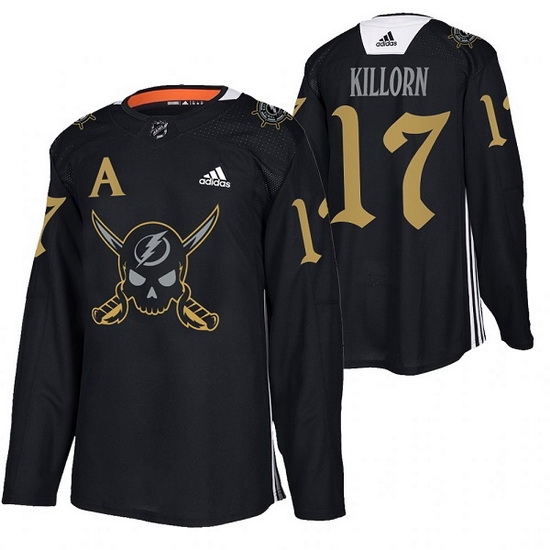 Men Tampa Bay Lightning 17 Alex Killorn Black Gasparilla Inspired Pirate Themed Warmup Stitched jersey Men Tampa Bay Lightning 17 Alex Killorn Black Gasparilla Inspired Pirate Themed Warmup Stitched jersey