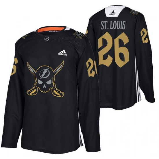 Men Tampa Bay Lightning 26 Martin St Louis Black Gasparilla Inspired Pirate Themed Warmup Stitched jersey Men Tampa Bay Lightning 26 Martin St Louis Black Gasparilla Inspired Pirate Themed Warmup Stitched jersey