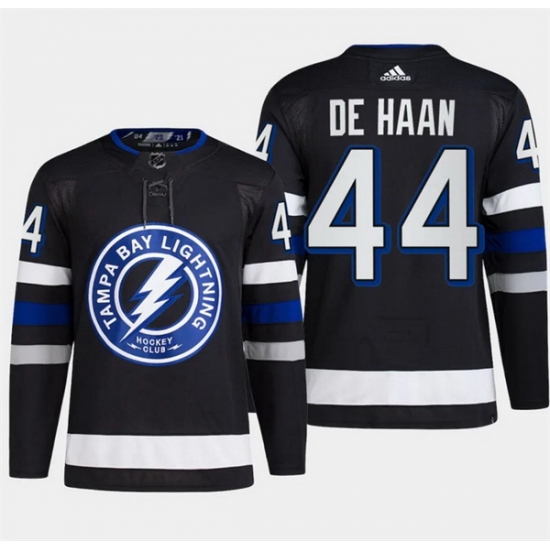Men Tampa Bay Lightning 44 Calvin De Haan Black Alternate Premier Breakaway Stitched Jersey Men Tampa Bay Lightning 44 Calvin De Haan Black Alternate Premier Breakaway Stitched Jersey