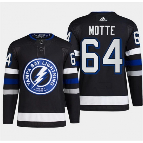 Men Tampa Bay Lightning 64 Tyler Motte Black Alternate Premier Breakaway Stitched Jersey Men Tampa Bay Lightning 64 Tyler Motte Black Alternate Premier Breakaway Stitched Jersey