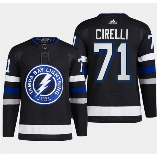Men Tampa Bay Lightning 71 Anthony Cirelli Black Alternate Premier Breakaway Stitched Jersey Men Tampa Bay Lightning 71 Anthony Cirelli Black Alternate Premier Breakaway Stitched Jersey