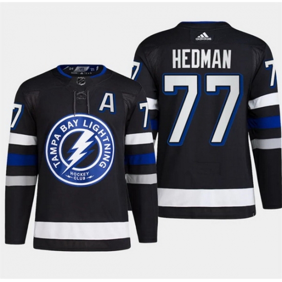 Men Tampa Bay Lightning 77 Victor Hedman Black Alternate Premier Breakaway Stitched Jersey Men Tampa Bay Lightning 77 Victor Hedman Black Alternate Premier Breakaway Stitched Jersey
