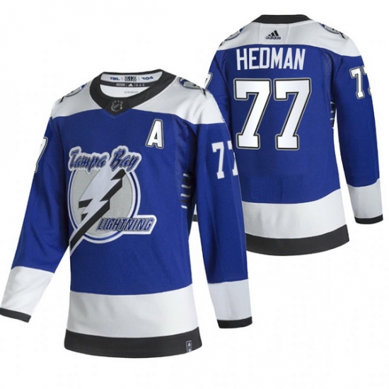 Men Tampa Bay Lightning 77 Victor Hedman Blue Adidas 2020 21 Reverse Retro Alternate NHL Jersey Men Tampa Bay Lightning 77 Victor Hedman Blue Adidas 2020 21 Reverse Retro Alternate NHL Jersey