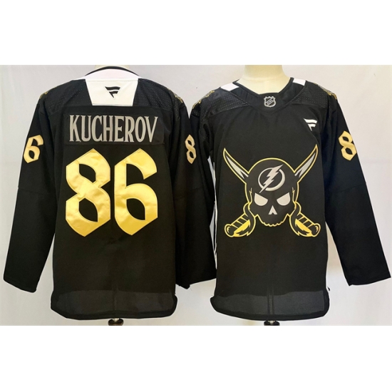Men Tampa Bay Lightning 86 Nikita Kucherov 2024 25 Black Gasparilla Inspired Pirate Themed Warmup Stitched Jersey Men Tampa Bay Lightning 86 Nikita Kucherov 2024 25 Black Gasparilla Inspired Pirate Themed Warmup Stitched Jersey