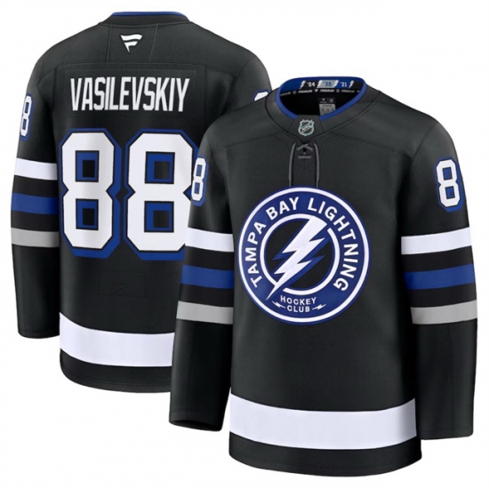 Men Tampa Bay Lightning 88 Andrei Vasilevskiy Black 2024 25 Alternate Stitched Hockey Jersey Men Tampa Bay Lightning 88 Andrei Vasilevskiy Black 2024 25 Alternate Stitched Hockey Jersey