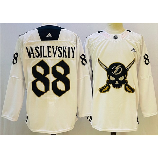 Men Tampa Bay Lightning 88 Andrei Vasilevskiy White Stitched Jersey Men Tampa Bay Lightning 88 Andrei Vasilevskiy White Stitched Jersey