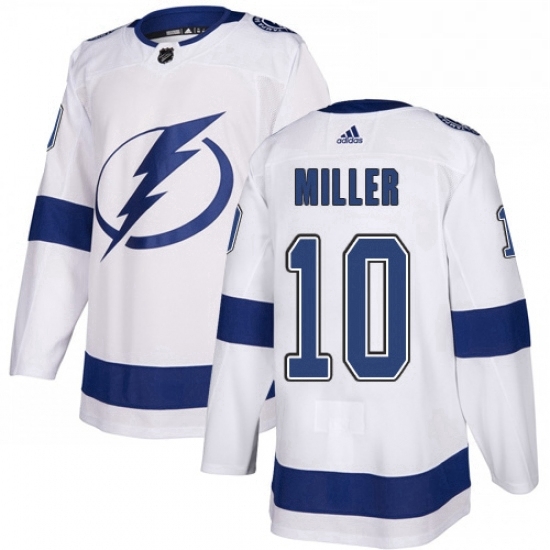 Mens Adidas Tampa Bay Lightning 10 JT Miller Authentic White Away NHL Jerse Mens Adidas Tampa Bay Lightning 10 JT Miller Authentic White Away NHL Jerse