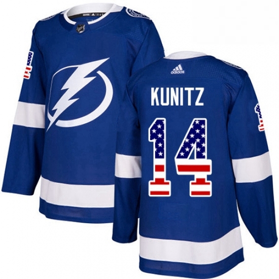 Mens Adidas Tampa Bay Lightning 14 Chris Kunitz Authentic Blue USA Flag Fashion NHL Jersey Mens Adidas Tampa Bay Lightning 14 Chris Kunitz Authentic Blue USA Flag Fashion NHL Jersey
