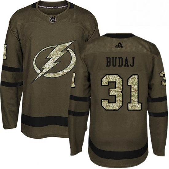 Mens Adidas Tampa Bay Lightning 31 Peter Budaj Authentic Green Salute to Service NHL Jersey Mens Adidas Tampa Bay Lightning 31 Peter Budaj Authentic Green Salute to Service NHL Jersey