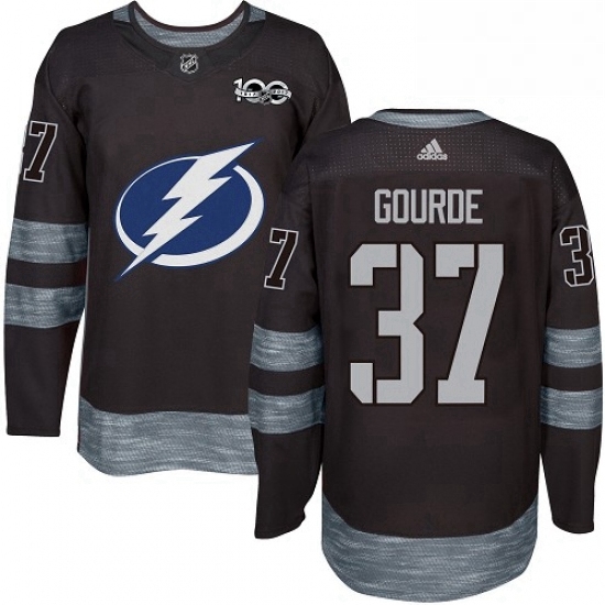 Mens Adidas Tampa Bay Lightning 37 Yanni Gourde Authentic Black 1917 2017 100th Anniversary NHL Jersey Mens Adidas Tampa Bay Lightning 37 Yanni Gourde Authentic Black 1917 2017 100th Anniversary NHL Jersey